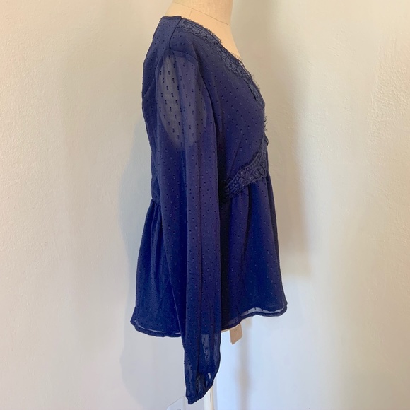 NWT Mason & Belle V Neck Long Sleeve Navy Blouse - Picture 11 of 11